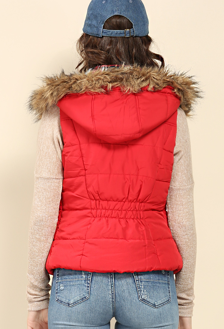 Toggle Faux Fur Hooded Vest