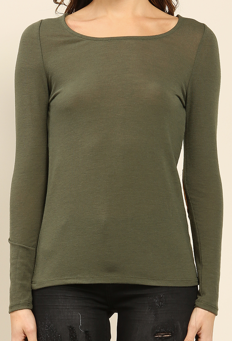 Long Sleeve Elbow Patch Top