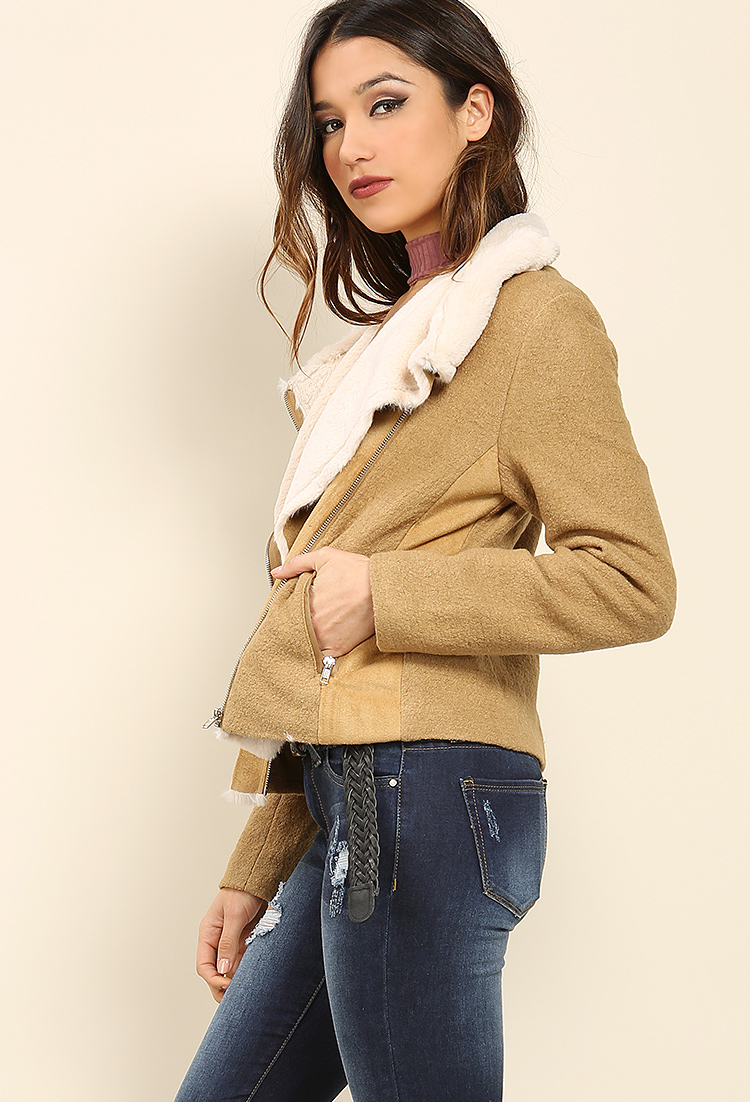 Faux Fur-Lined Wool Jacket
