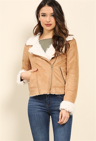 Faux Shearling Suede Jacket