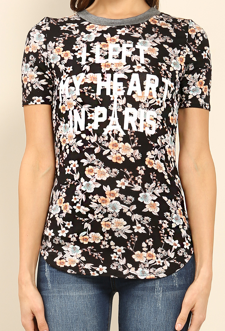 I Left My Heart In Paris Floral Print Tee