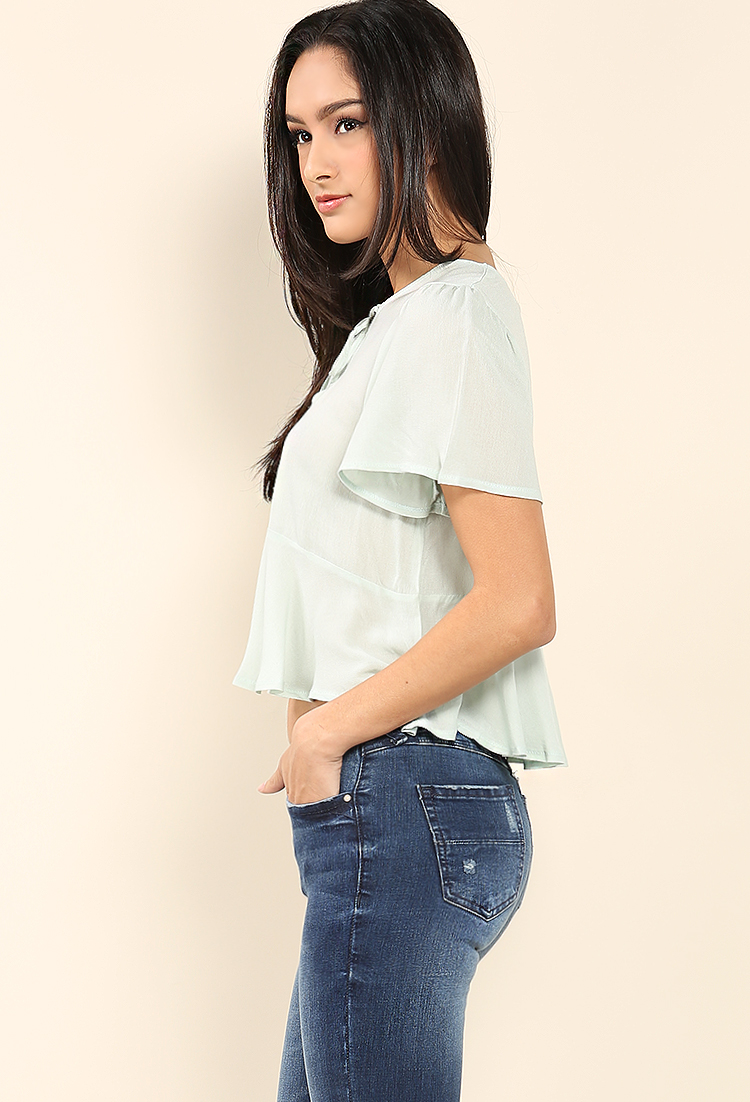 Lace-Up Peasant Top