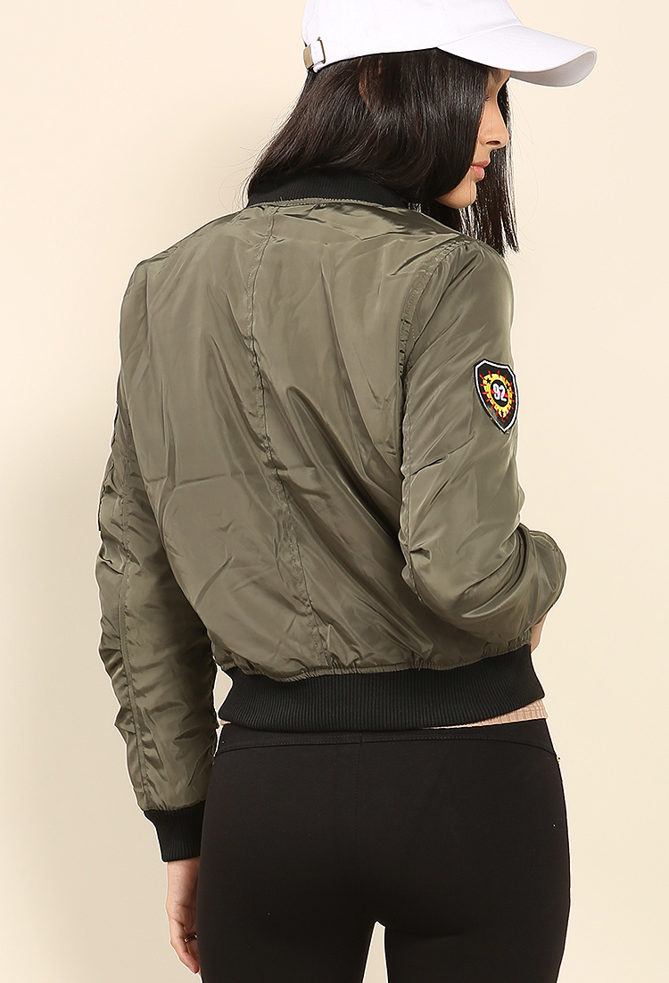 Sherpa Lined Patched Bomber Jacket