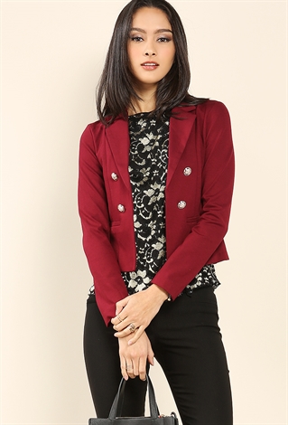 Open-Front Gold Buttoned Blazer