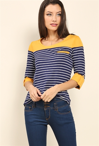 Striped Roll-Up Tee