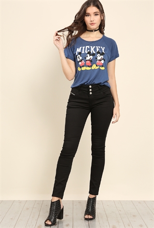 High Rise Zipped Colored Skinny Jeans