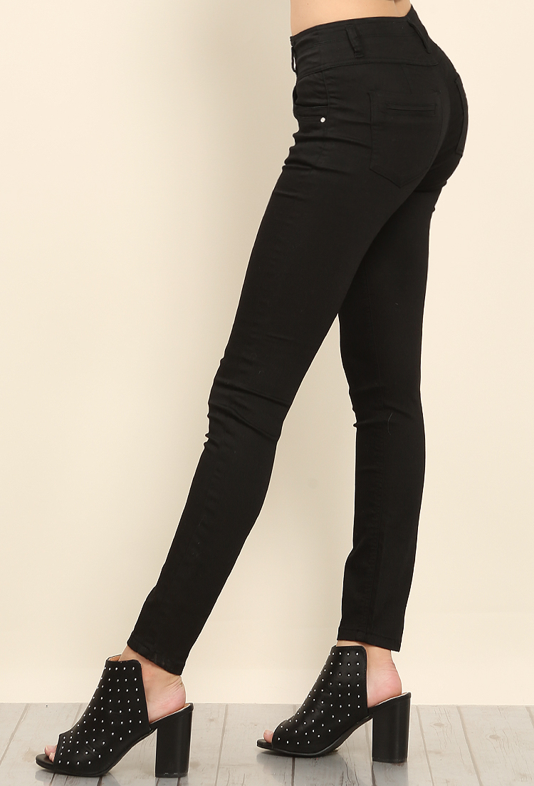 High Rise Zipped Colored Skinny Jeans