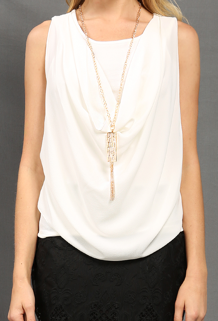 Cowl Neck Top W/ Necklace