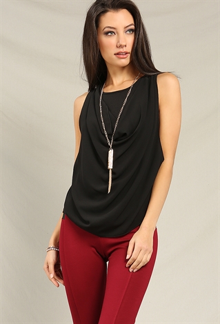 Cowl Neck Top W/ Necklace