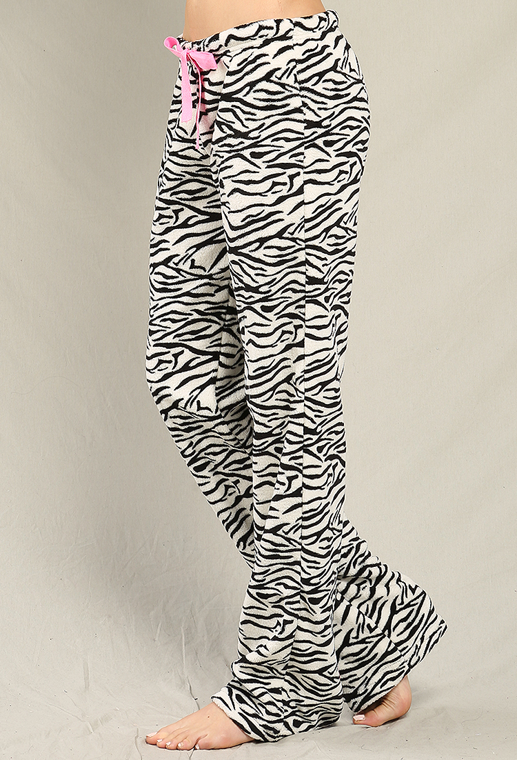Fuzzy Zebra Print PJ Pants 