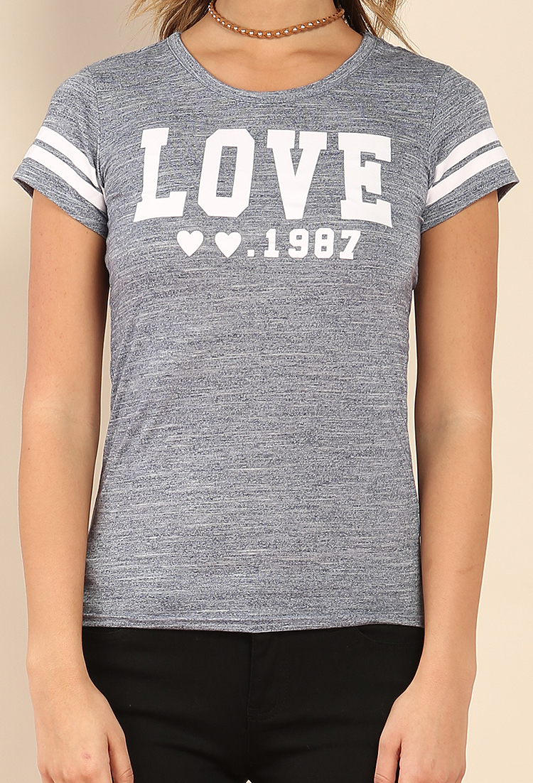 LOVE 1987 Graphic Varsity-Stripe Top
