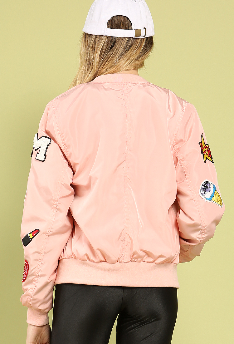 Graphic Patch Bomber Jacket