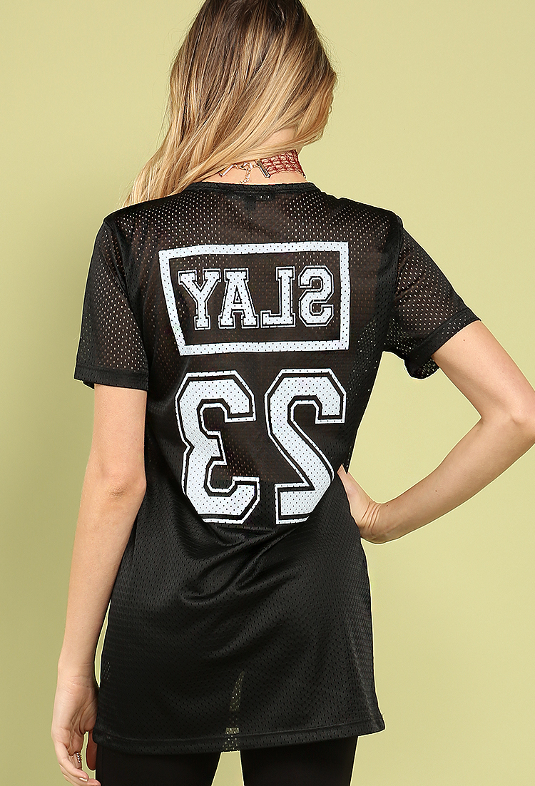 Slay 23 Graphic Lace-Up Jersey Top