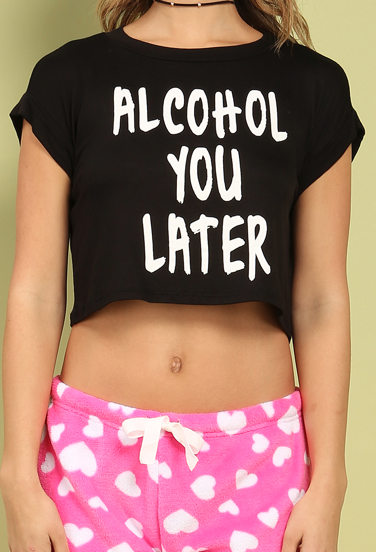 Alcohol You Later Graphic Crop Top