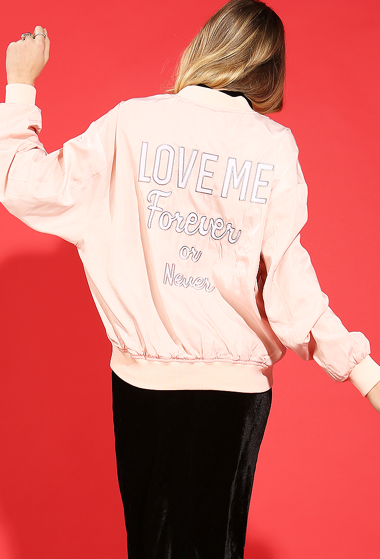 Forever Or Never Embroidered Graphic Bomber