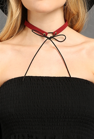 Faux Suede Bow-Front Choker