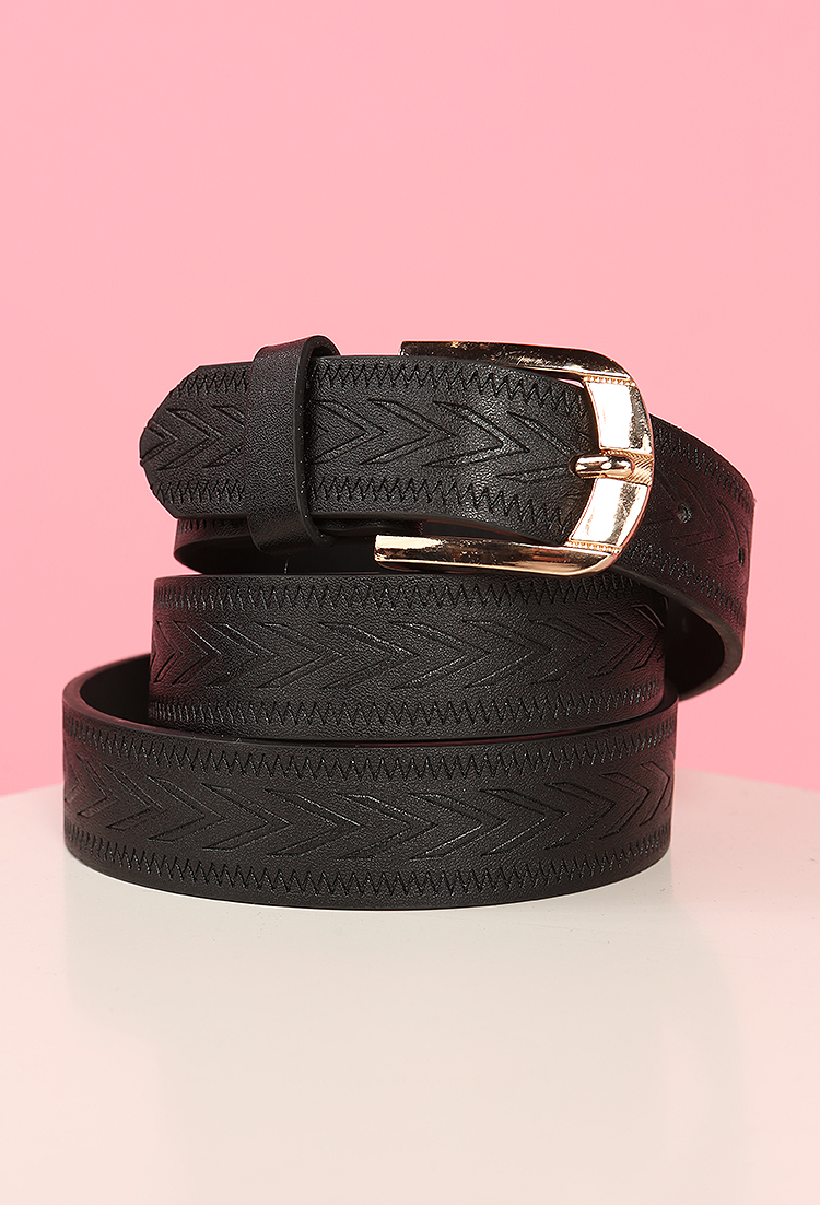 Faux Leather Etched Belt