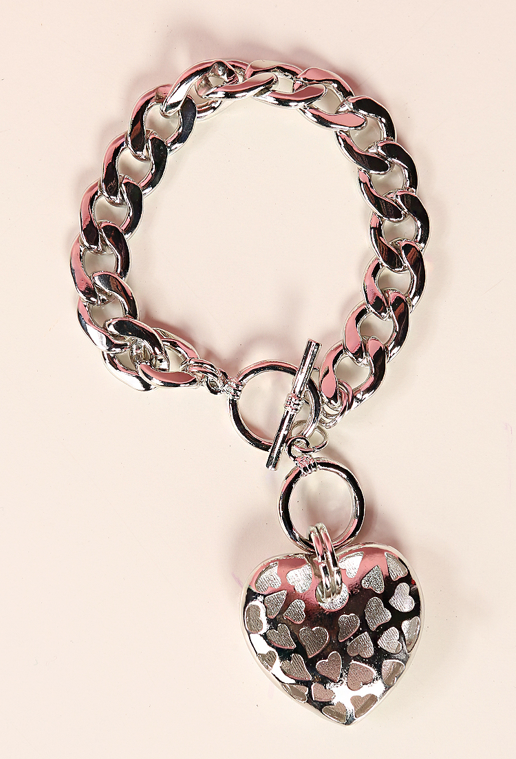 Heart Charm Chain Link Bracelet 