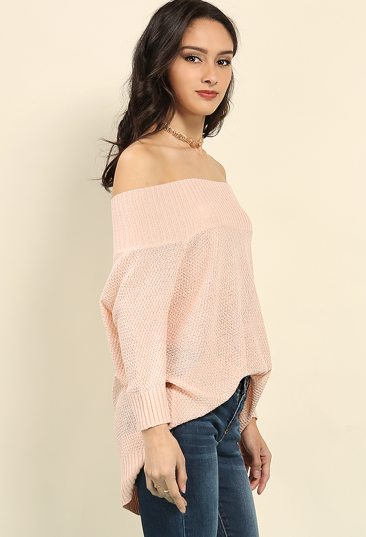 Open-Knit Off-The-Shoulder Sweater