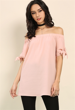 Off-The-Shoulder Self-Tie Tunic