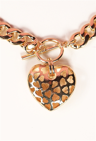 Heart Charm Chain Link Necklace
