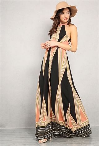Striped Cutout Maxi Dress
