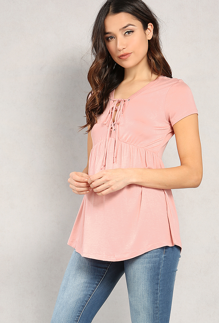 Lace-Up Babydoll Top