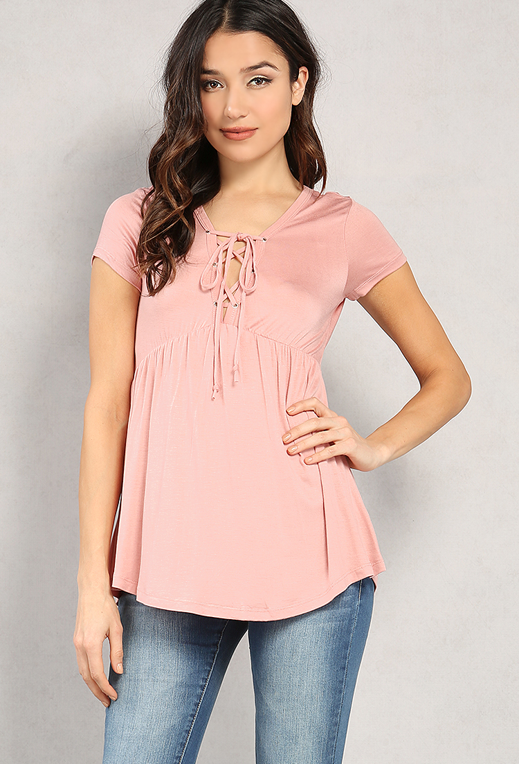 Lace-Up Babydoll Top
