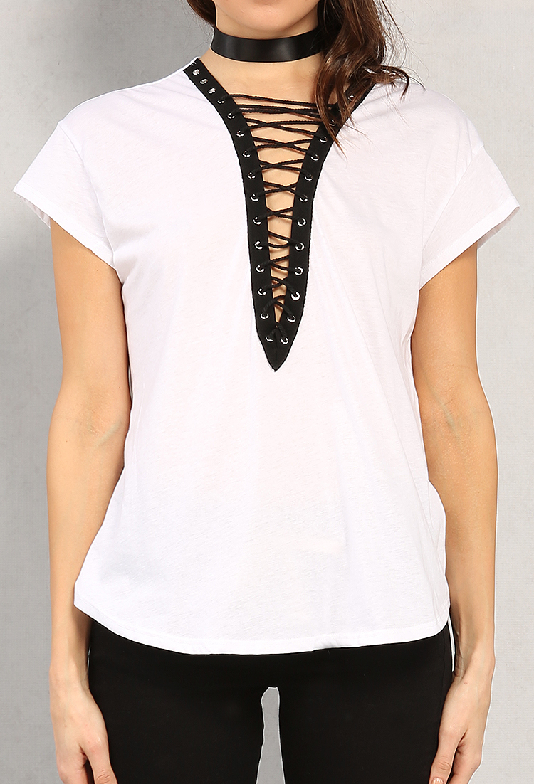 Rock On Graphic Lace-Up Boxy Tee