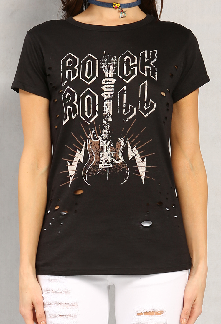 Distressed Rock And Roll Graphic Tee