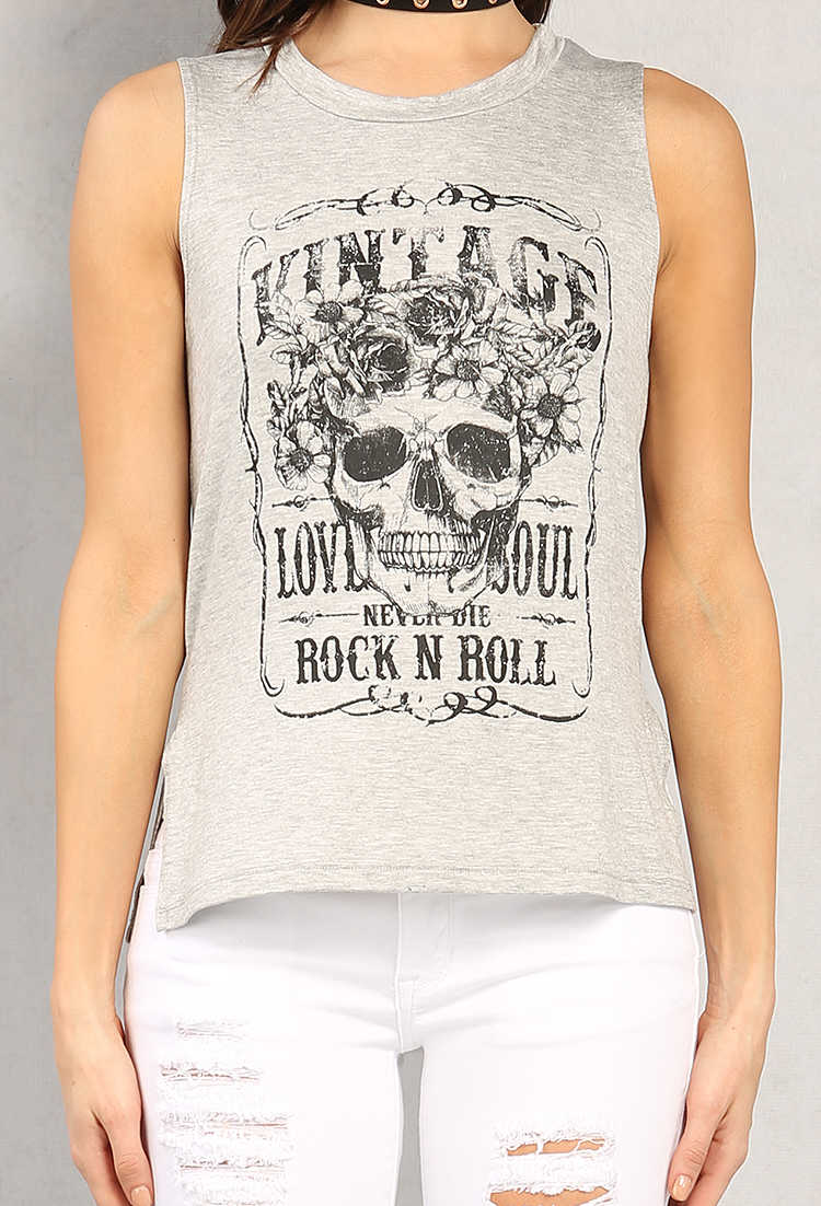 Love Soul Skull Graphic Muscle Tee