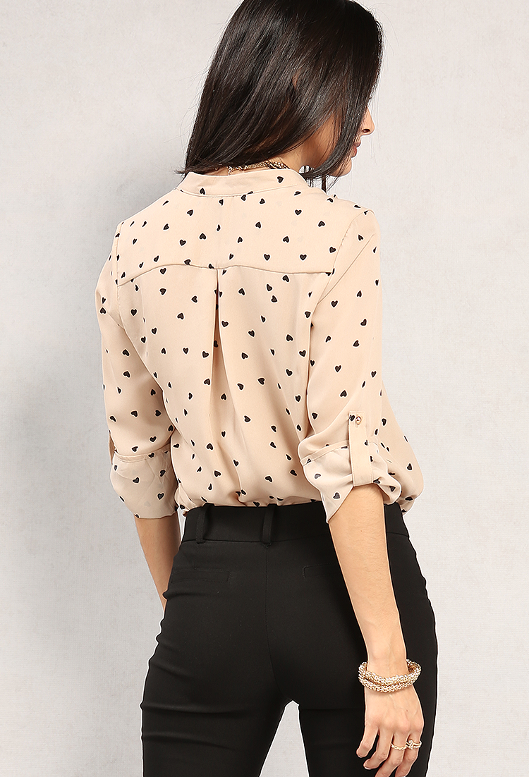 Heart Patterned Popover Blouse