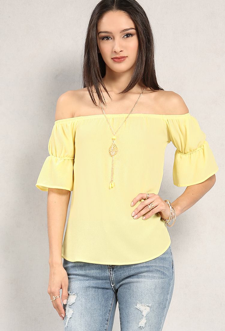 Off-The-Shoulder Top W/ Necklace