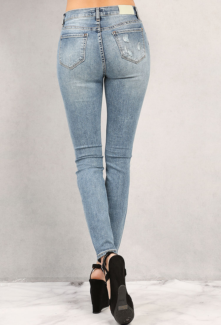 Distressed High-Rise Skinny Jeans