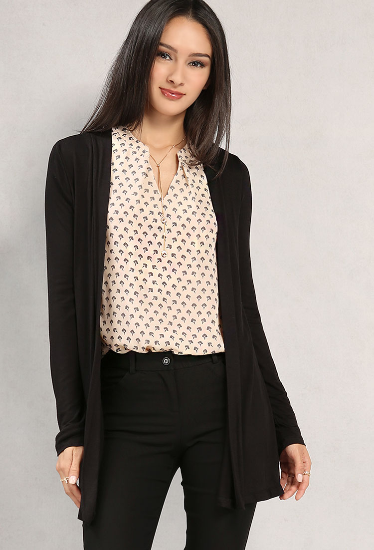 Draped Open-Front Cardigan