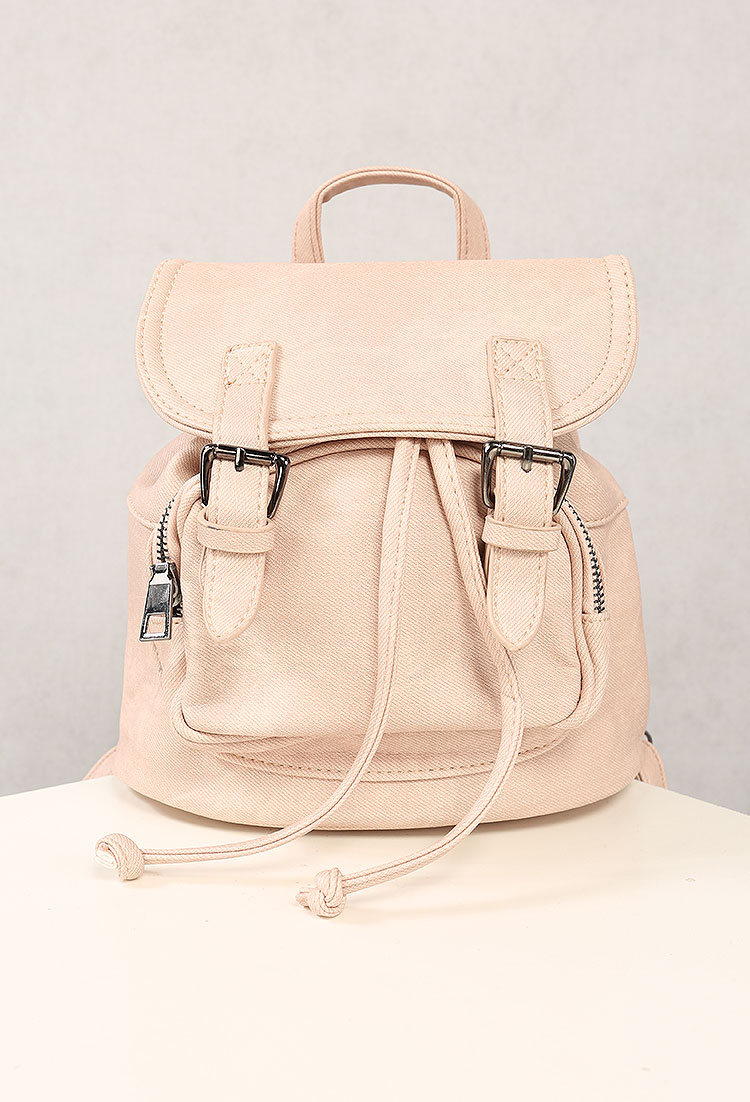 Faux Leather Flap-Top Mini Backpack