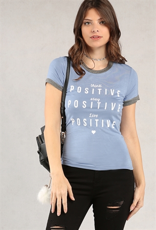 Think Positive Graphic Ringer Tee