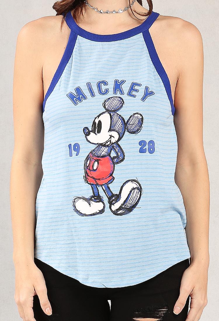 Striped Mickey Mouse Graphic Tank