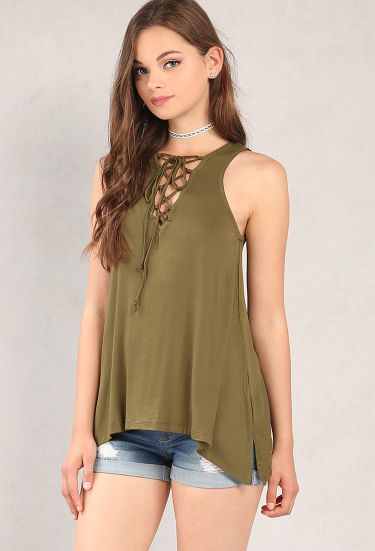 Lace-Up Trapeze Top