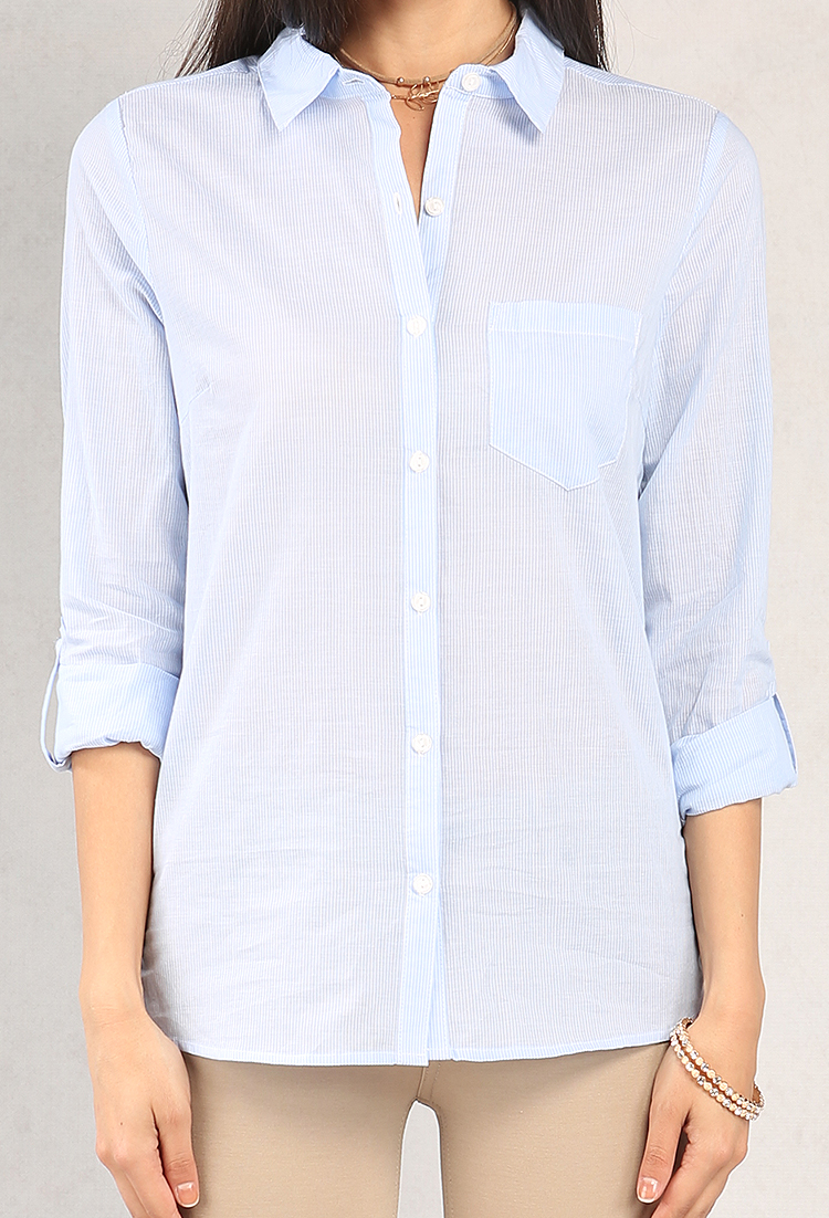 Pinstripe Button-Up Shirt
