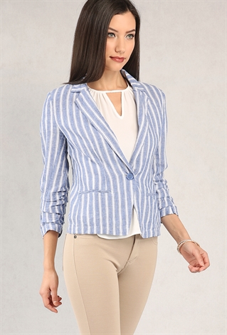 Stripe Single-Buttoned Linen-Blend Blazer