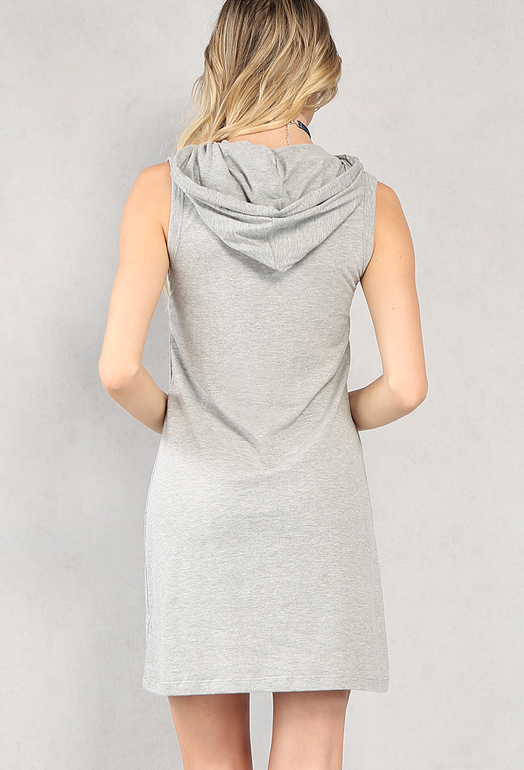 Hooded Sweater Sleeveless Dress