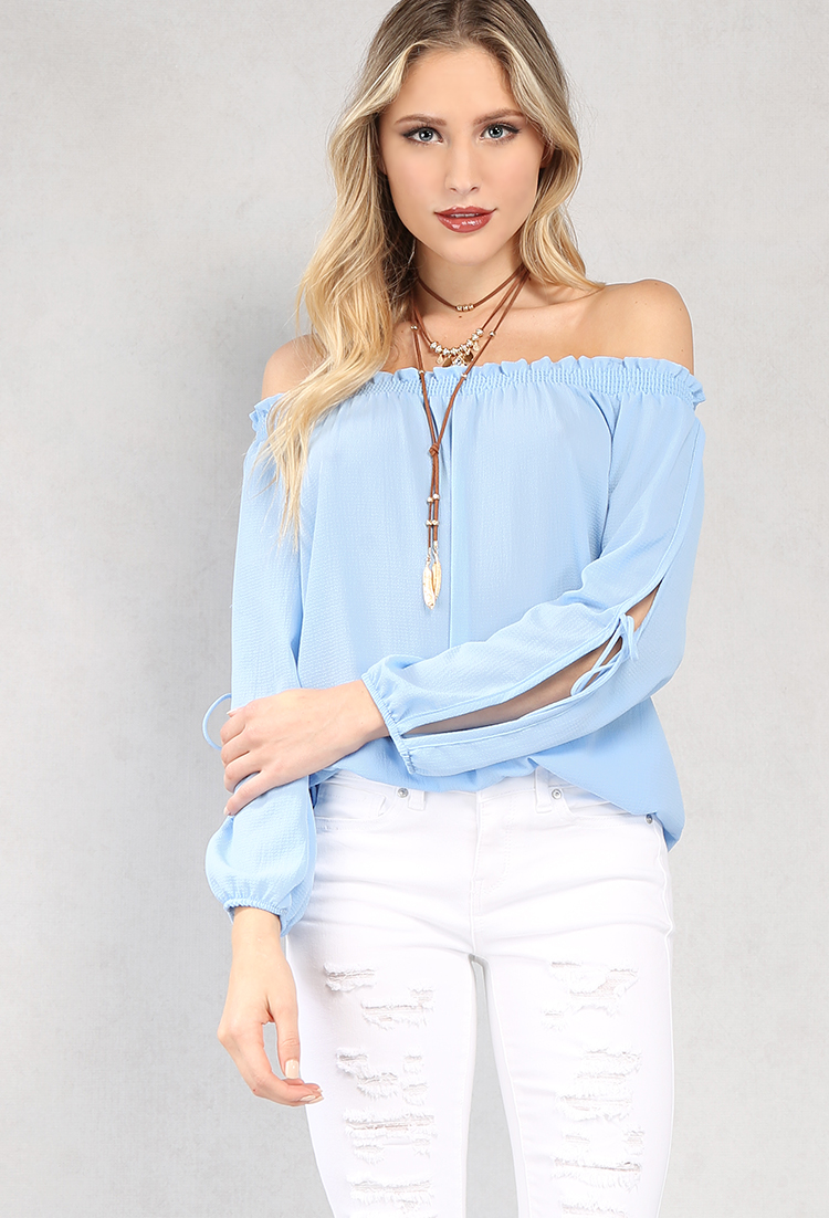 Cutout-Sleeve Off-The-Shoulder Top