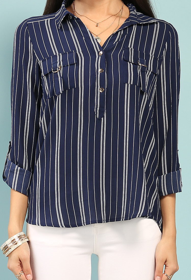 Striped Button-Up Blouse