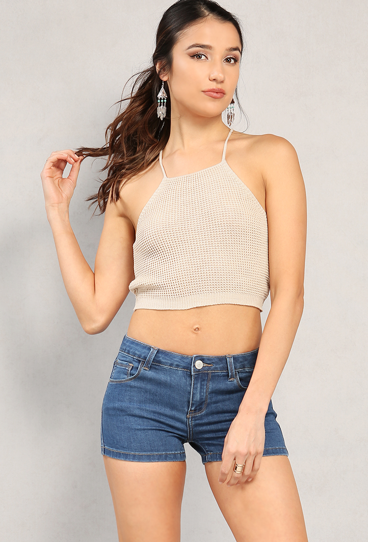 Cropped Open-Knit Cami