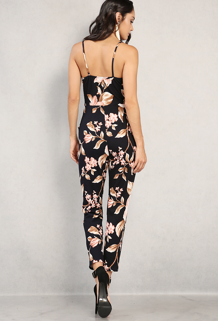 Floral Caged-Front Cami Jumpsuit