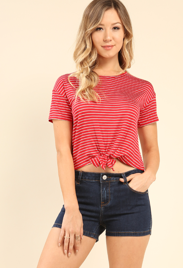 Striped Tie-Front Top
