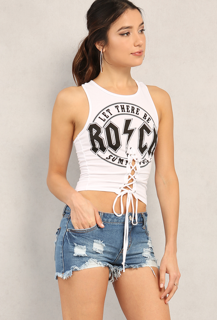 Lace-Up Rock Graphic Cami
