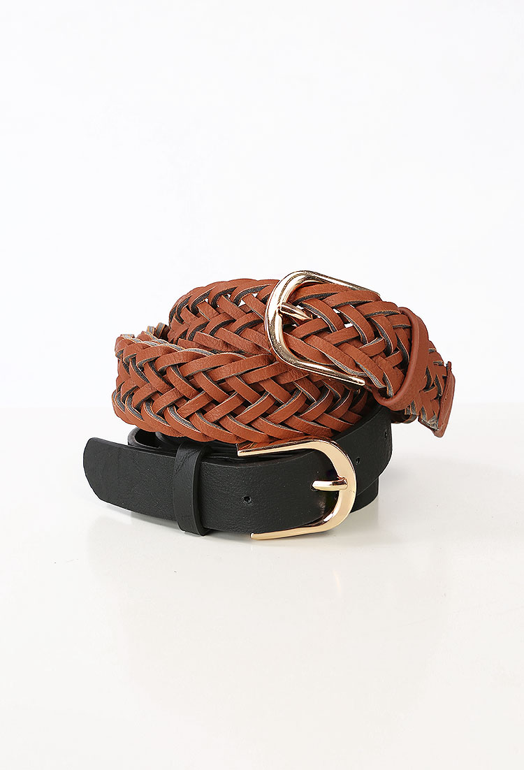 Faux Leather Braided Belt