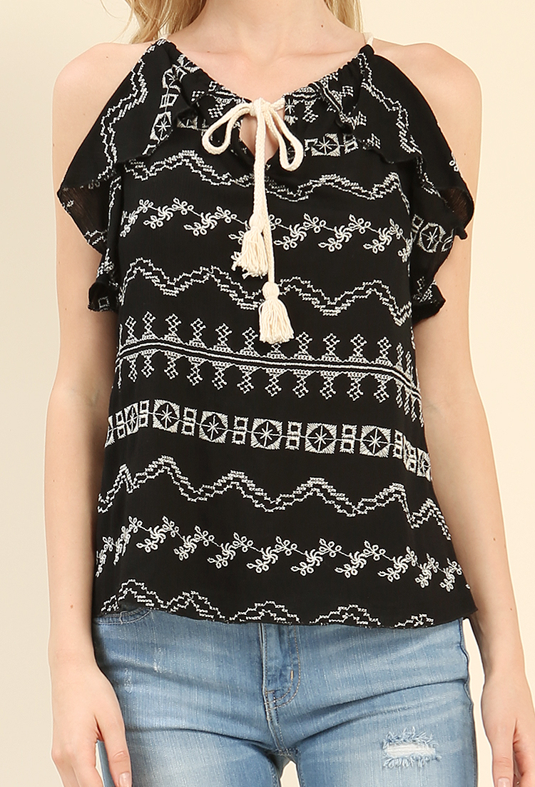 Ornate Embroidered Self-Tie Top